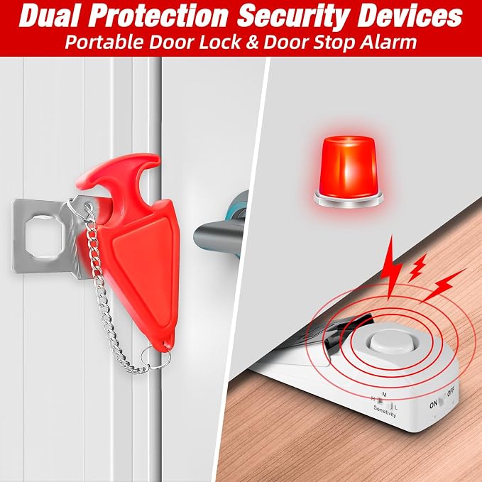 Portable Door Stop Alarm and Traveling Hotel Door Lock, No Installation Required - Image 2