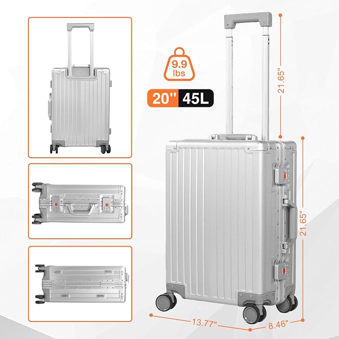 All Aluminum Carry On Luggage 22x14x9 Airline Approved，Hard Shell Carry On - Image 8