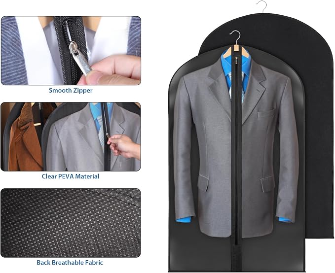 Zilink Clear Garment Bags for Hanging Clothes Clear Suit Bags for Closet - Image 3