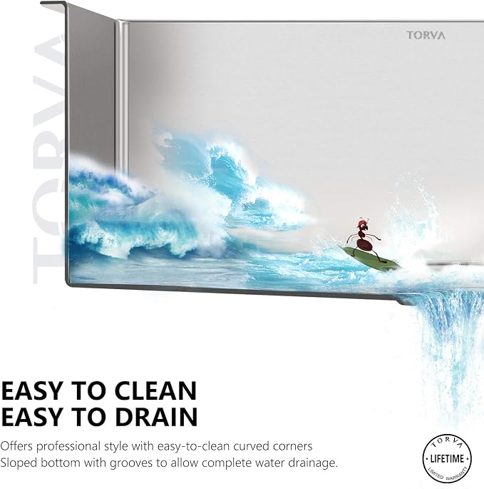 TORVA 15 x 17 Inch Undermount Kitchen Sink, Premium 304 Stainless Steel Bar Sink - Image 7