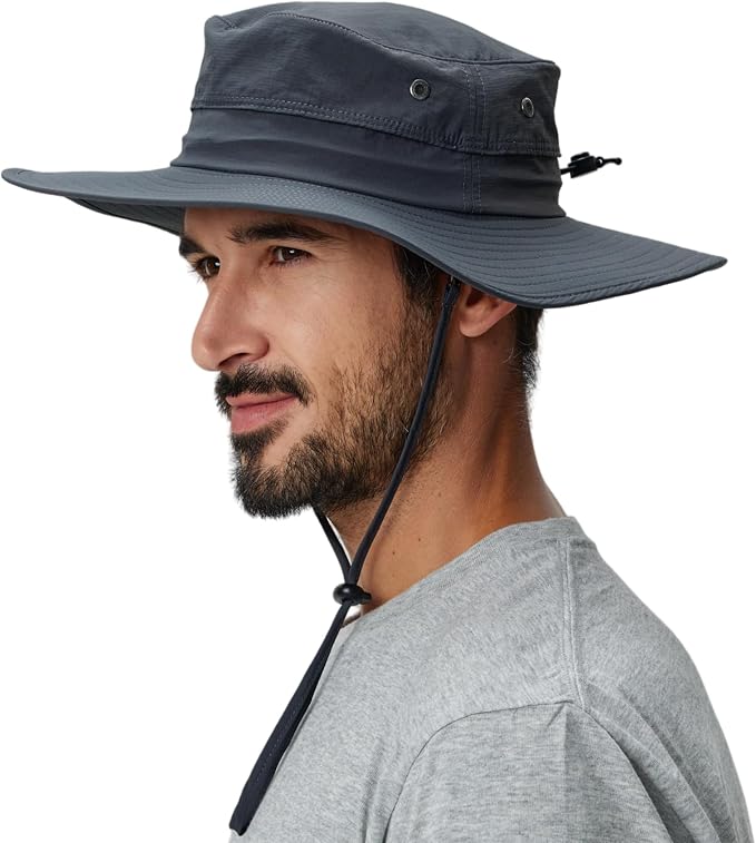 Home Prefer UPF50+ Mens Sun Hat Wide Brim Fishing Hat Sun Protection Beach by HomePreferHatsCaps