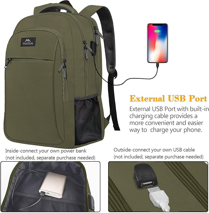 MATEIN 15.6 Inch Travel Laptop Backpack, Sturdy Computer Backpack - Image 2