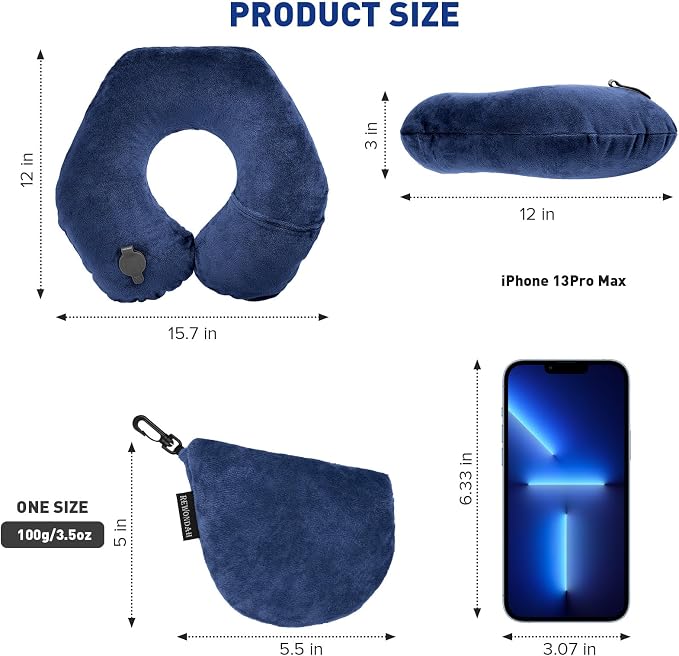 Rewondah Neck Pillows for Travel, Inflatable Travel Pillow, Inflatable Neck - Image 7