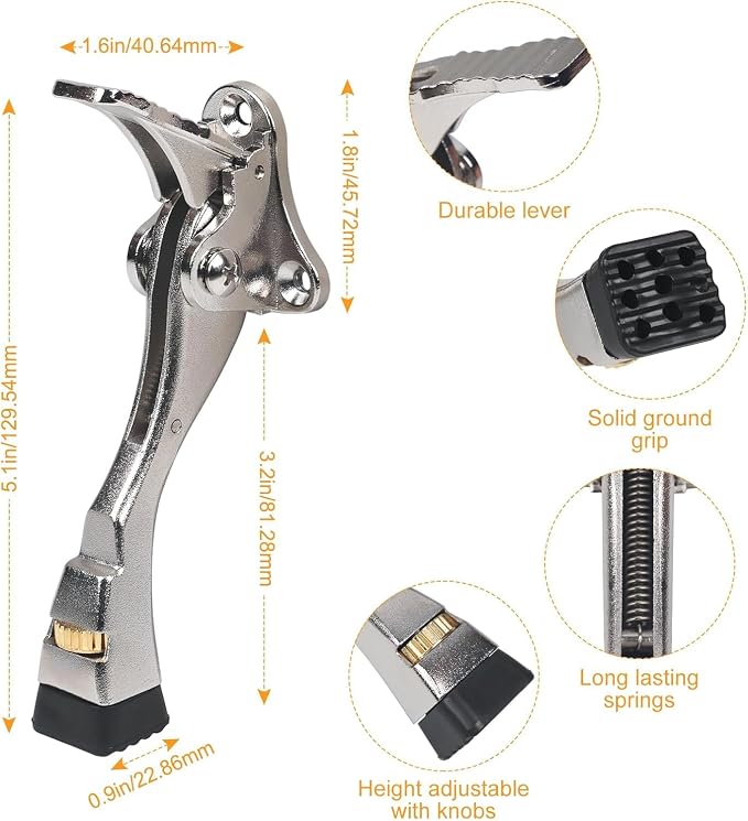 6 Packs Heavy Duty Kickdown Door Stopper, One Touch Adjustable Kickdown Door - Image 2