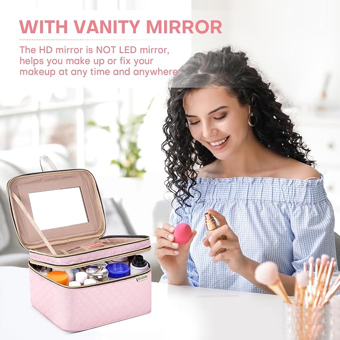 Double Layer Travel Makeup Bag Women, Cosmetic Organizer Case, Travel - Image 3