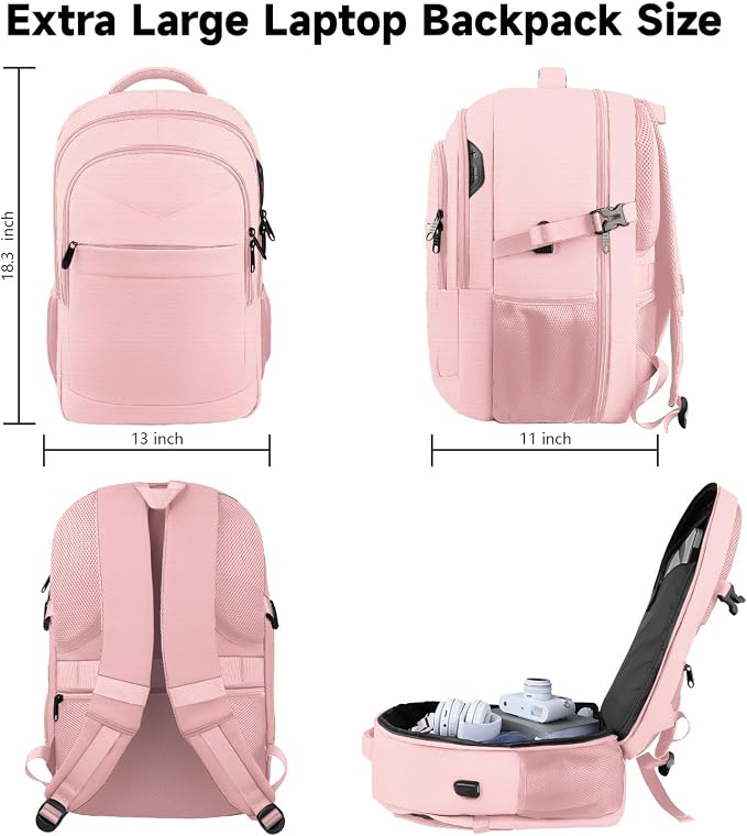 Lapsouno Large Backpack for Women, TSA 17.3 Inch Travel Laptop Backpack - Image 6