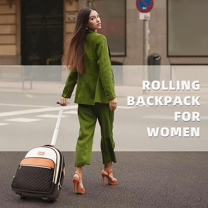 Small Rolling Backpack for Women, Lightweight Travel Backpack - Image 6