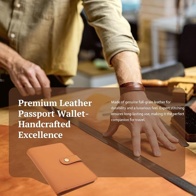 Full Grain Leather Passport Wallet, RFID Blocking Passport Holder - Image 2