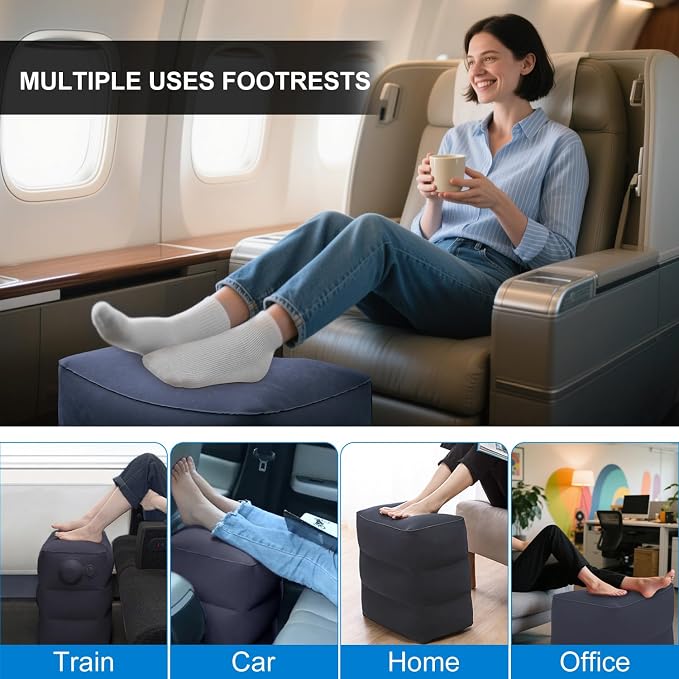 Inflatable Foot Rest Pillow for Travel, 2 Pack Travel Foot Rest for Airplane - Image 6