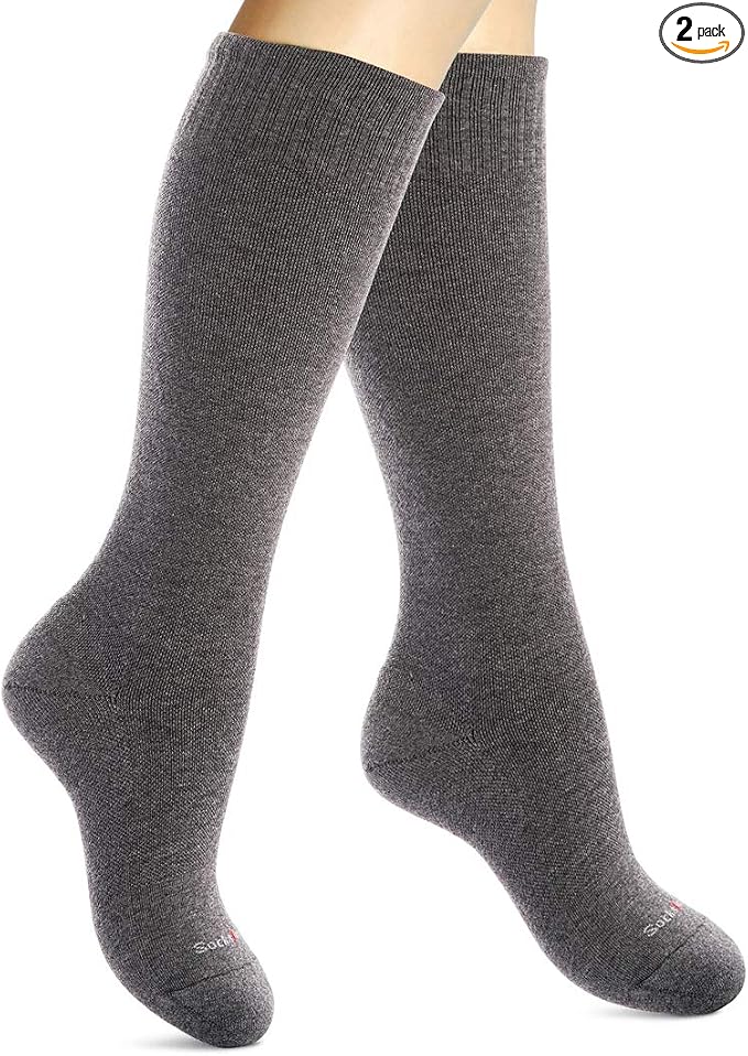 Cotton Compression Socks for Women & Men. 15-20 mmHg Support Knee-High Charcoal by SocksLaneCompression