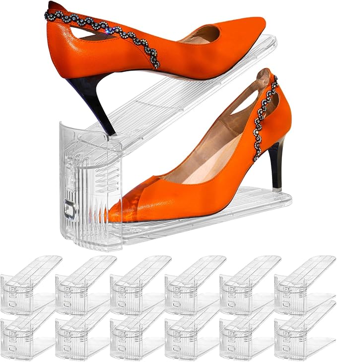 Shoe Slots Organizer, 50% Space-Saving Storage Rack Holder, Transparent by Yashong