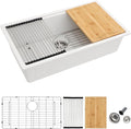 Dcolora 32-Inch Granite Composite White Kitchen Sink, Single Bowl Undermount by Dcolora