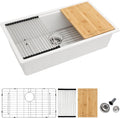 Dcolora 30 Inch White Kitchen Sink Granite Composite Workstation Undermount by Dcolora