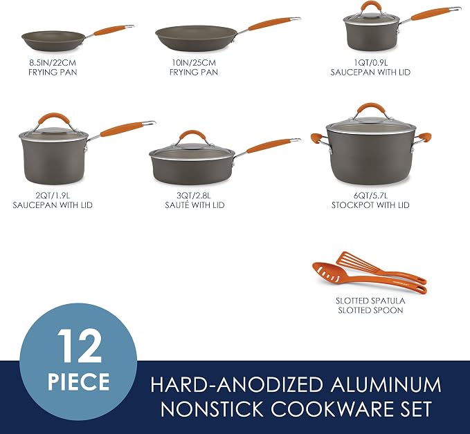 Rachael Ray Cucina Dishwasher Safe Hard Anodized Nonstick Cookware Pots and - Image 2