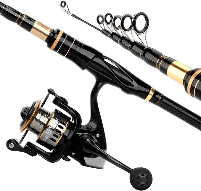 mouhike Carbon Fiber Telescopic Fishing Rod Reel Combo Lightweight Collapsible - Image 2