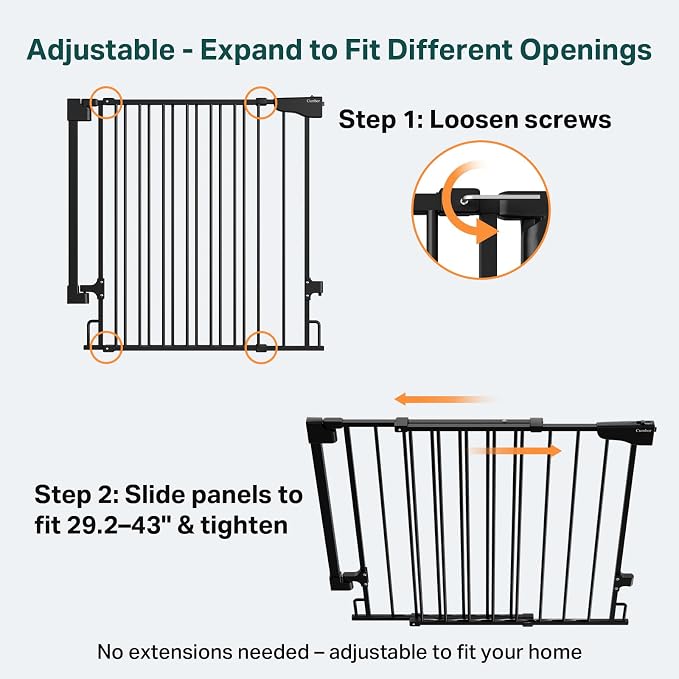Cumbor 34" Extra Tall No Bottom Bar Baby Gate - Image 2