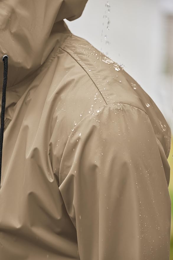 COOFANDY Men's Long Raincoat Ligtweight Rain Jacket Waterproof Outdoor Jackets - Image 2