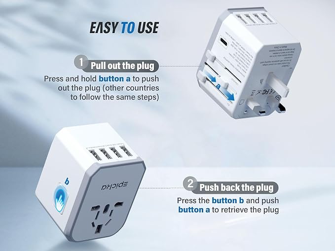 EPICKA Universal Travel Adapter, European Travel Plug Adapter - Image 4