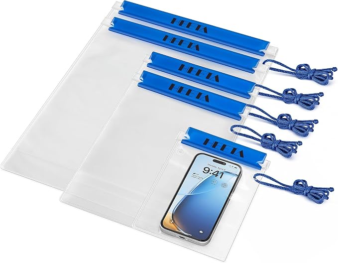 HEETA 5-Pack Clear Waterproof Dry Bag, Water Tight Cases Pouch Dry Bags by HEETA