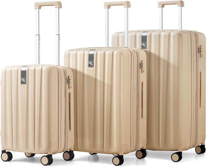 Hanke Expandable Hardshell Luggage Sets 3 piece Carry on Luggage by Hanke
