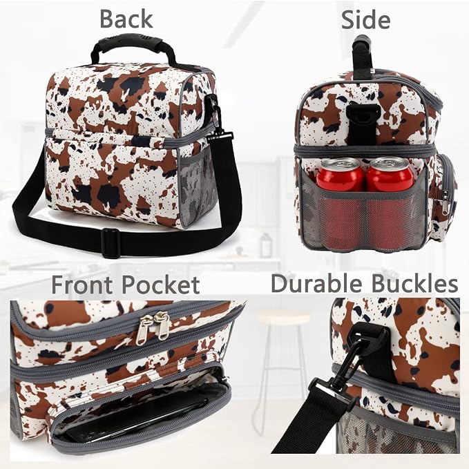 FlowFly Double Layer Cooler Insulated Lunch Bag Adult Lunch Box Large Tote Bag - Image 6