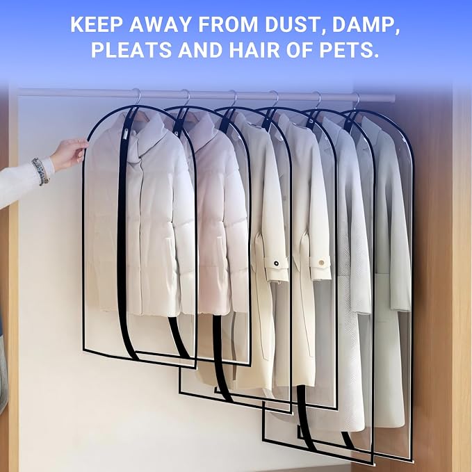 Garment Bags for Hanging Clothes 24'' x 40'' Coat Covers for Closet Foldable - Image 6