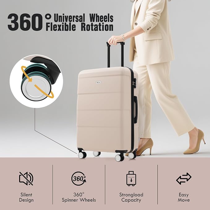 Merax Luggage Sets of 3 Piece Carry on Suitcase Airline Approved, Hardcase - Image 3