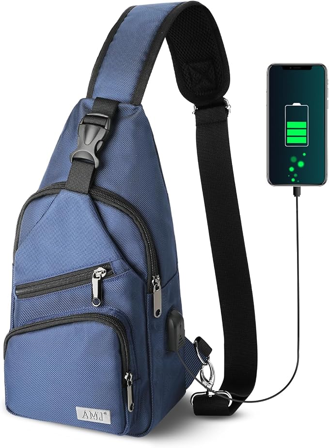 AMJ Crossbody Sling Bag Men Women, Casual Shoulder Backpack, Chest Daypack by AMJ