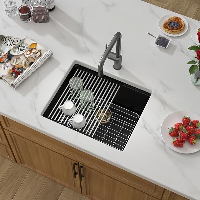 21 Black Granite Composite Bar Sink 18x18 Single Bowl Not Easily Stained - Image 2