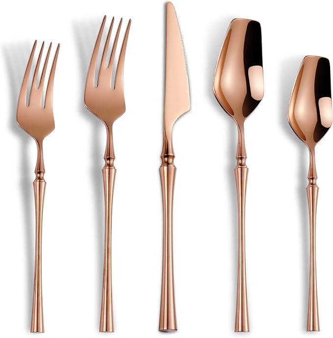 20-Piece Rose Gold Silverware Set by Lemeya