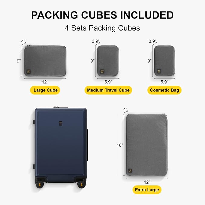 LEVEL8 Elegance Checked Luggage, 24 Inch Hardside Suitcase, Lightweight Matte - Image 3