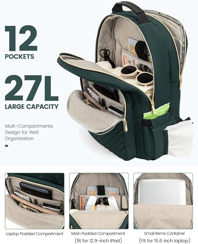 LOVEVOOK Laptop Backpack Purse for Women, Work Business Travel Computer Bags - Image 2