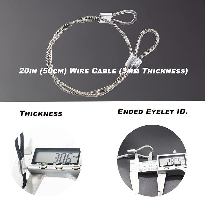 10 pcs 20 inch 3mm Thickness Stainless Steel Wire Cable - Image 2
