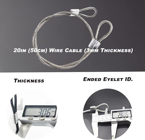 10 pcs 20 inch 3mm Thickness Stainless Steel Wire Cable - Image 2