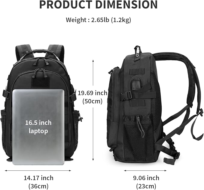 HUNTVP Military Tactical Backpack 40L Large Army 3 Day Assault Pack Molle Bag - Image 2