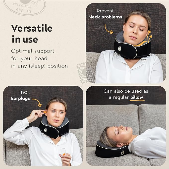 Travel Pillow - Airplane Neck Pillow - 100% Pure Memory Foam Flight Pillow - Image 3