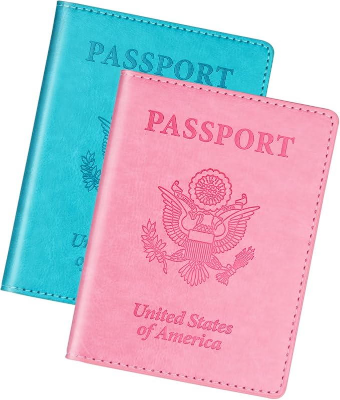 Turquoise & Pink Passport Holder, Cruise Essentials Passport Wallet Cover Case by WelcometoHerain