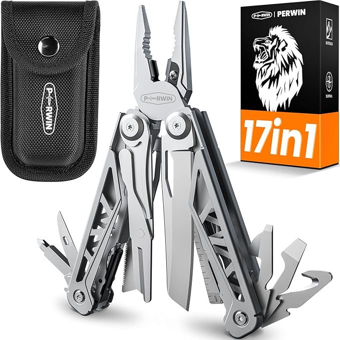 Multitool, 17-in-1 Stainless Steel Multi Tool Pliers by PERWIN