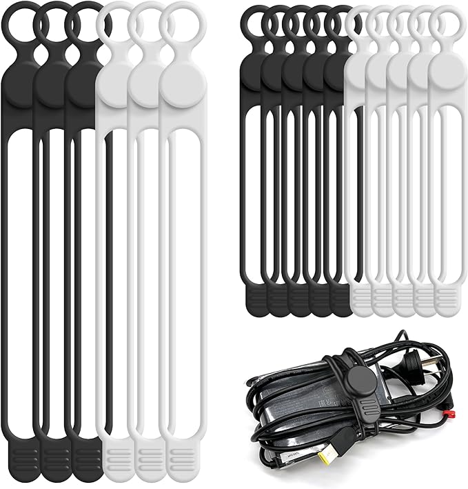 Nearockle Silicone Cable Ties Cord Organizer Cable Management by ELECTRONICSORGANIZATION