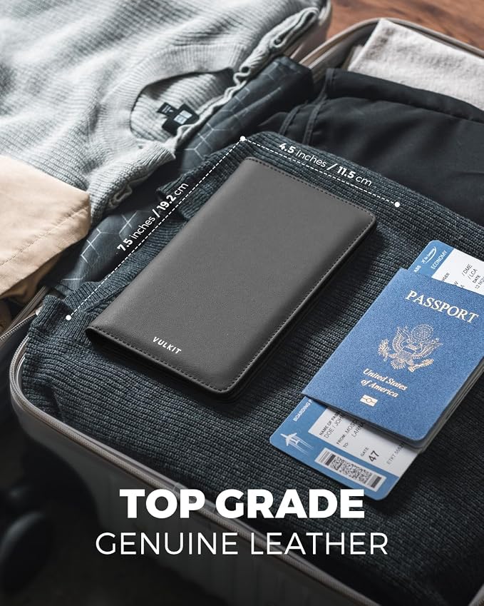 VULKIT Passport Holder Wallet RFID Blocking Travel Wallet - Image 4