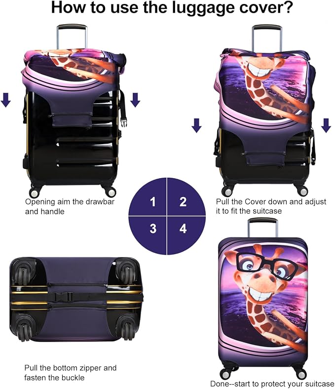 7-Mi 3D Print Design Travel Suitcase Protector Trolley Case Cover 19"-30" Sleeve - Image 3