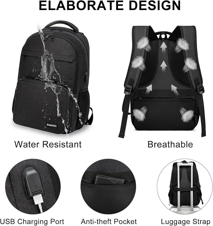 Black Backpack for School, college Backpack for Teens, - Image 5