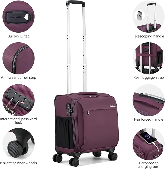 Hanke 16 Inch Underseat Carry On Luggage - Image 4