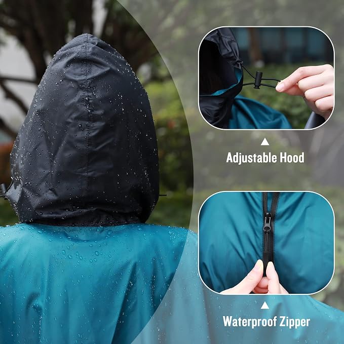 SaphiRose Rain Poncho Jacket Coat Hooded - Image 4