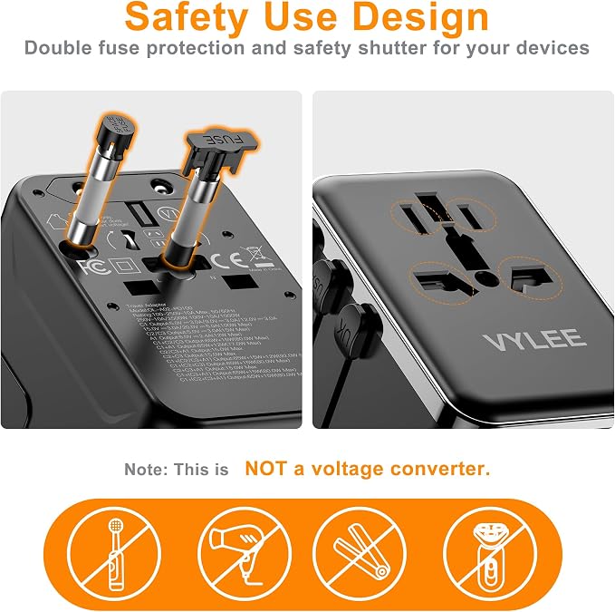 Universal Travel Adapter, PD100W GaN International Power Adapter - Image 7