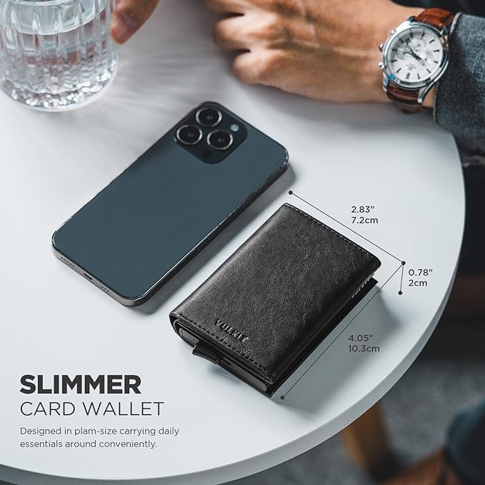 VULKIT Pop up Card Wallet Minimalist Cash Wallets RFID Blocking Leather Smart - Image 5