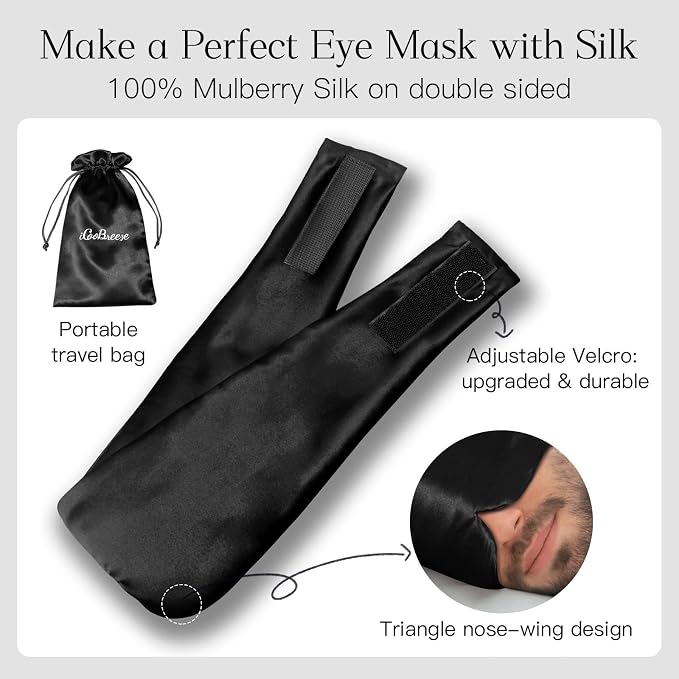 100% Natural Silk Eye Mask for Women Men, Soft Pressureless Cooling Blackout - Image 5