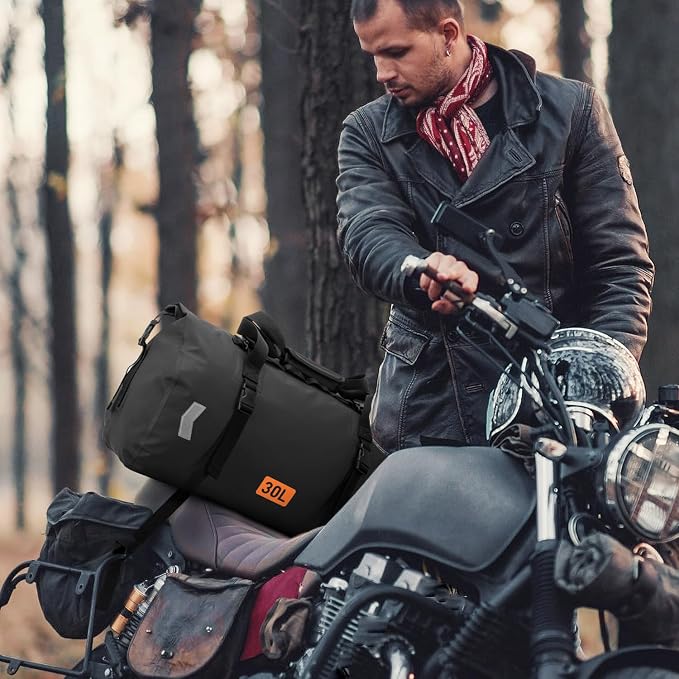 Waterproof Duffel Bag, 30L Roll-top Motorcycle Dry Bag - Image 7