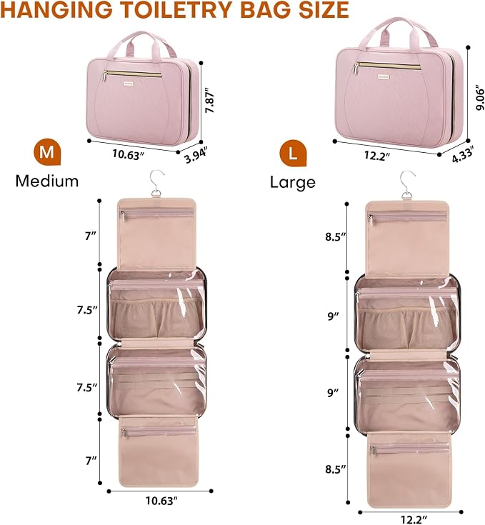 Hanging Toiletry Bag for Women Travel, 2 Sizes Large & Small Waterproof - Image 2