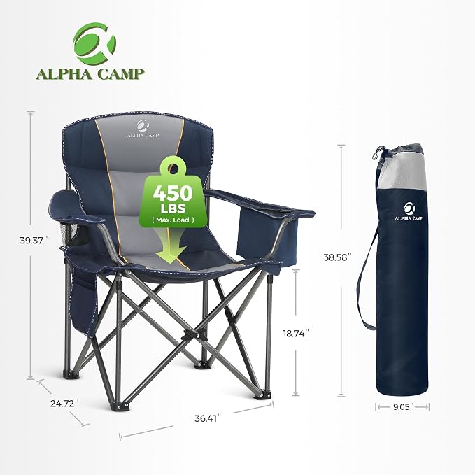 ALPHA CAMP Oversized Camping Chair Heavy Duty Lawn Chair - Image 2